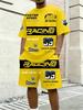 2026 Trendy Men's Casual Wear American Street Fashion Racing Racing Style Contrast Print T-Shirt Set