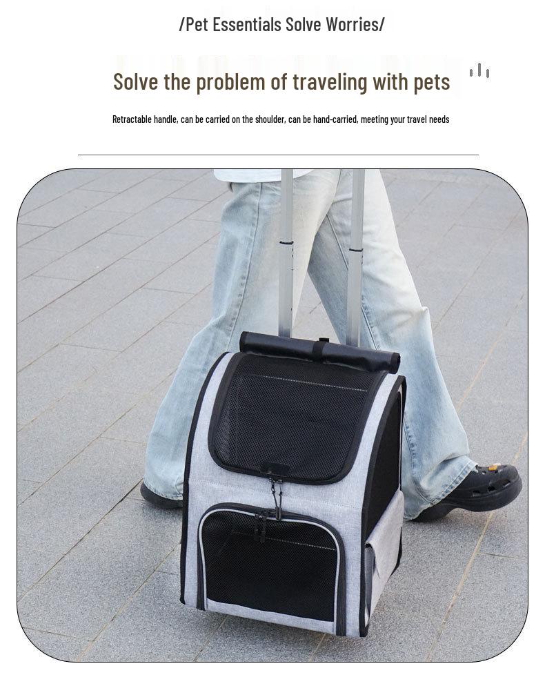 Portable Breathable Foldable Pet Trolley Bag for Cats and Dogs