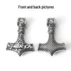 Engraved Stainless Steel Thor's Hammer Pendant Necklace - Unisex Vintage Punk Hip Hop Rock Style