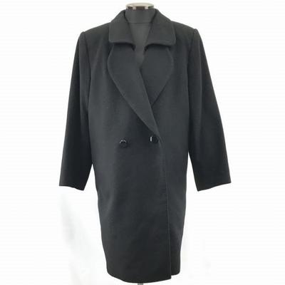 90s Japan Ga-Ka Cashmere 100% Long Coat Outer 9AB-2 Women M Black Double Breasted(USED)
