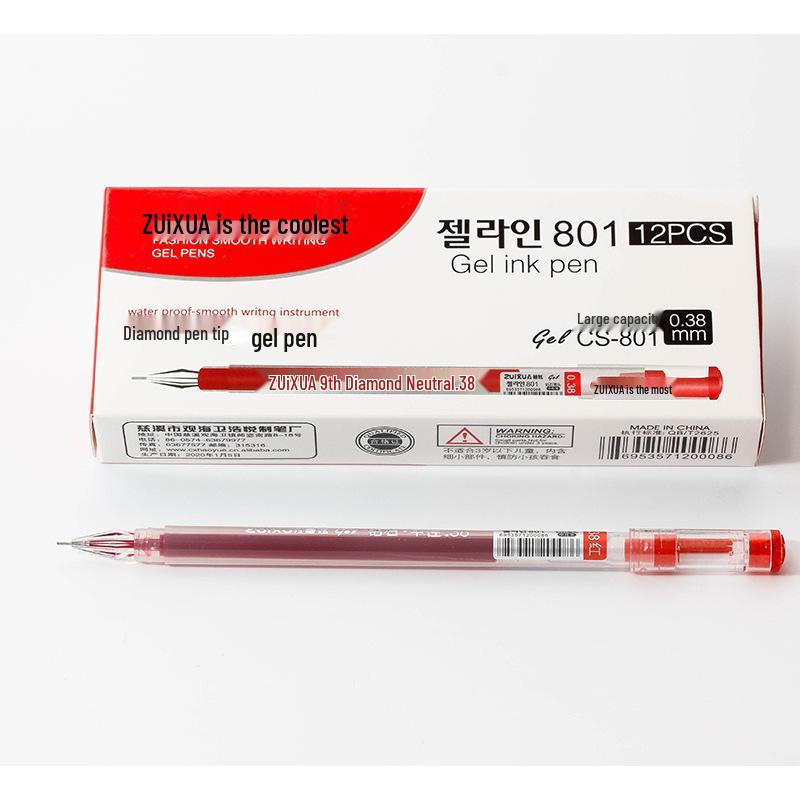 

Бриллиантовая шариковая ручка, перьевая ручка большой вместимости, 0,38 мм черные чернила для офисного или студенческого использования 0.38mm красный