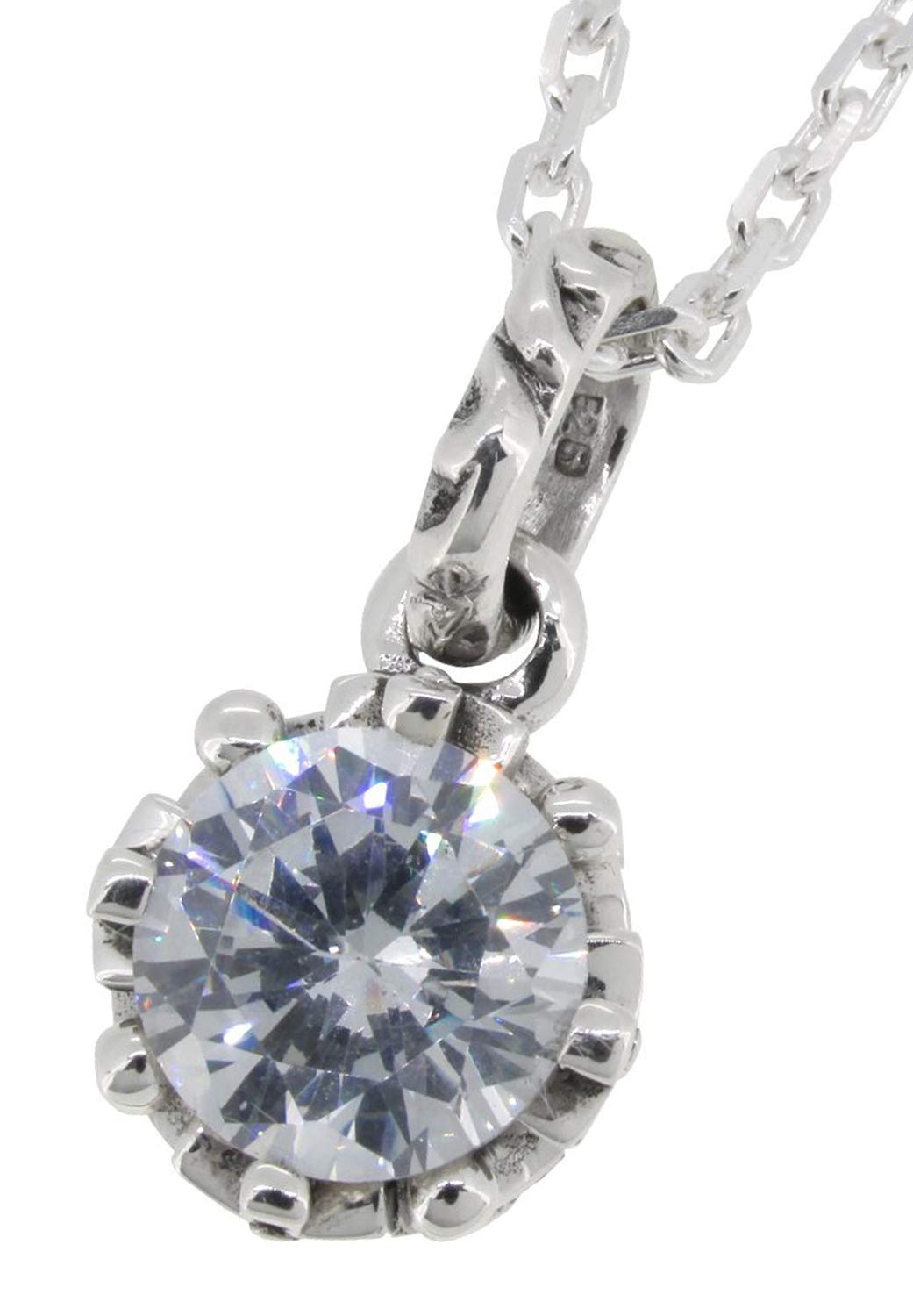 

Shinjuku Gin no Kura Large 9mm Cubic Zirconia Pendant Top (Chain Not Included) Men s Silver 925 Crown-Shaped Single Stone Simple