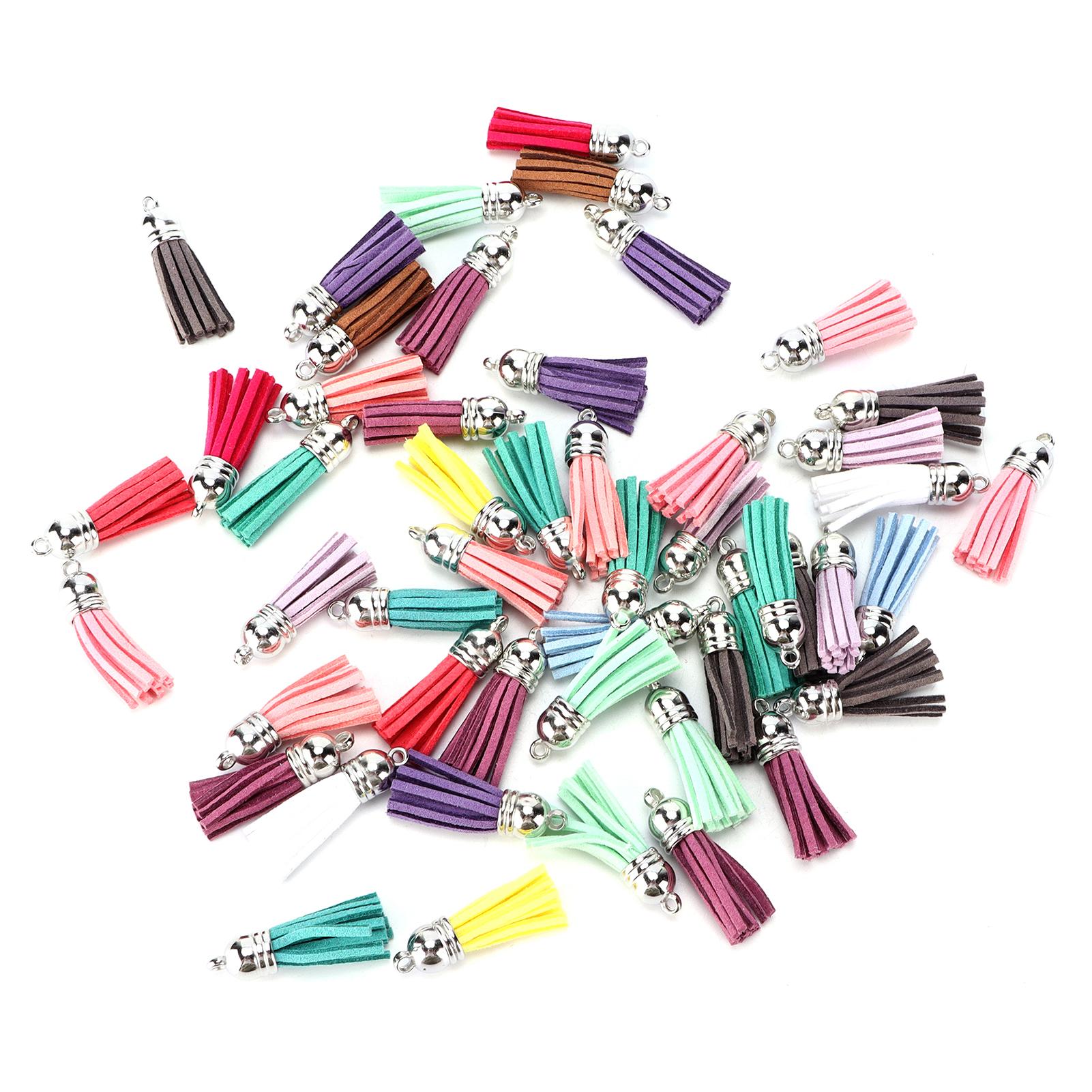 

50pcs Tassel Pendants DIY Colorful Pendant Material for Necklace Bracelet Keychain Craft Decoration Gift