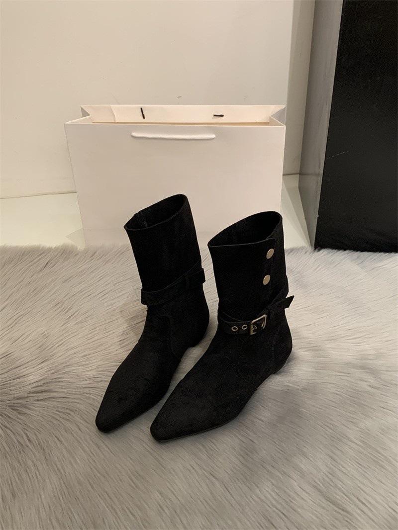 Coarse Heel Suede Medium Boots Women s Boots Season Western Cowboy Boots with Skirt Skinny Boots Short Boots 35