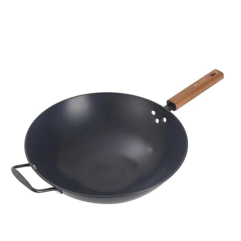 

Household Antirust Stir-fry Pan :kicthen Round Bottom Iron Pot Cookware Uncoated Healthy Frying Pan чорний