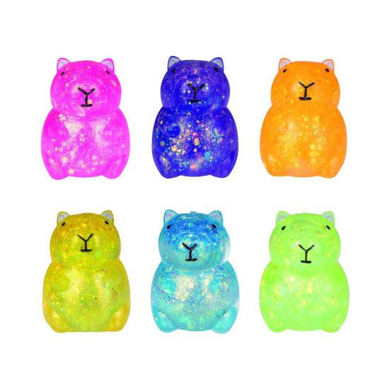 Squeezable Capybara Stress Relief Toy Glitter Capybara Sugar Stress Ball Soft Stretchy Relaxing Animal Pinch Fidget Toy