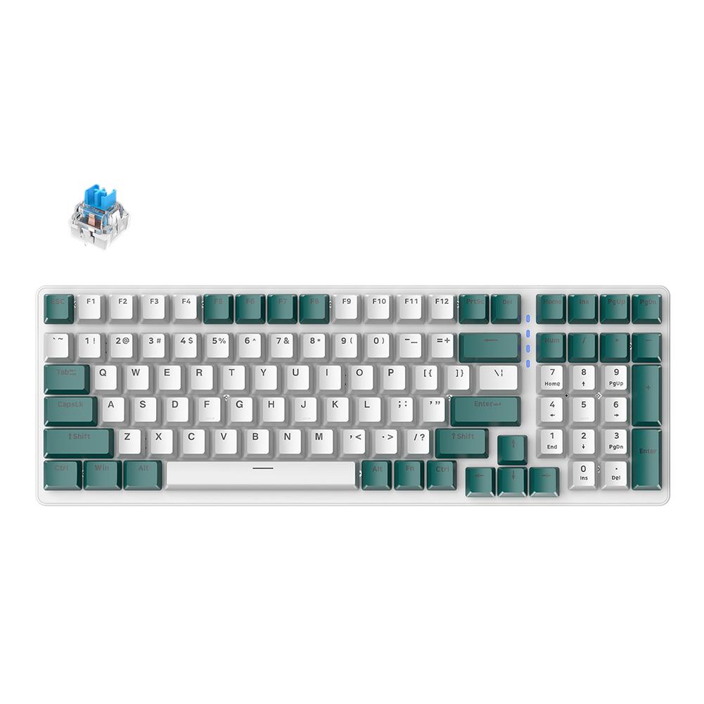

100 Keys Backlight Gamer Keyboard USB Type-C Wired NKRO Ergonomics Keyboard 2.4G Bluetooth-compatible 3 Modes for Desktop Laptop Red Switch