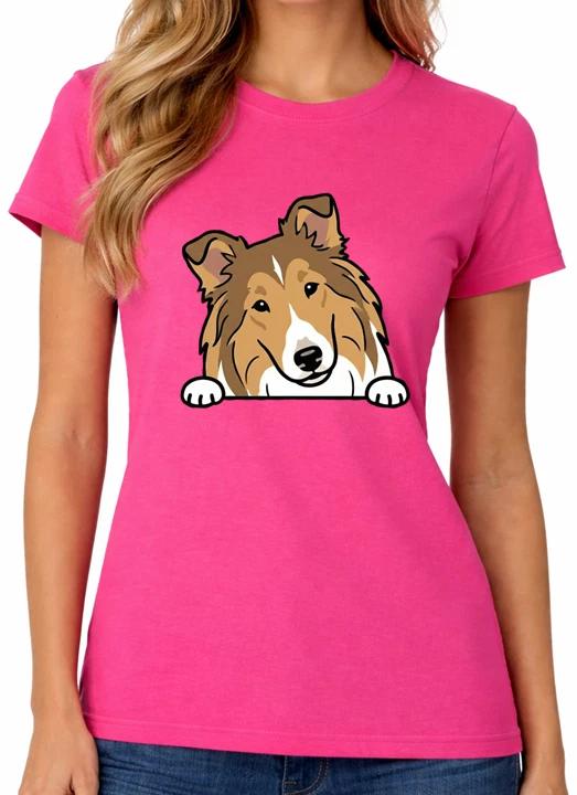 Rough Collie Dog T-Shirt Cute Collie Puppy Pet Lover Womens Tee XL