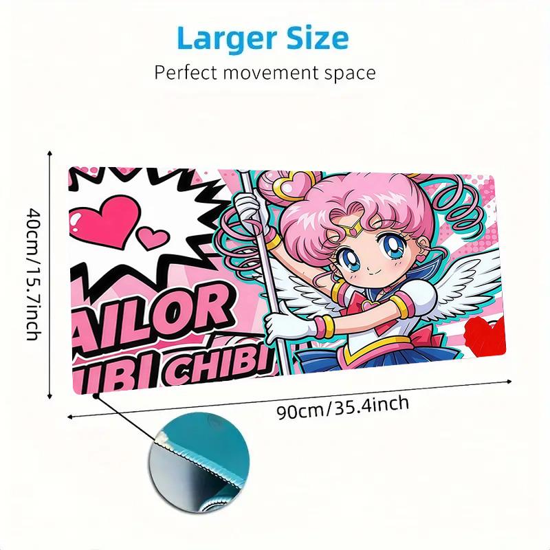 Sailor Moon Print  Cushion Non-slip Laptop Tablet Big Mousepad XXL Mat Mini PC Playmat With Lock edge