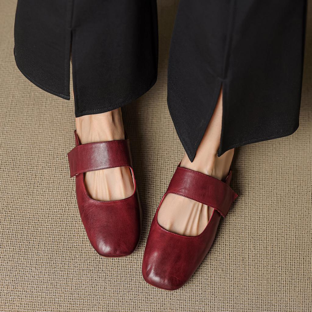 Fashion 2025 New Summer Women Mules Genuine Leather Women Shoes Square Toe Chunky Heel Shoes Cover Toe Slingback Sandals Slippers