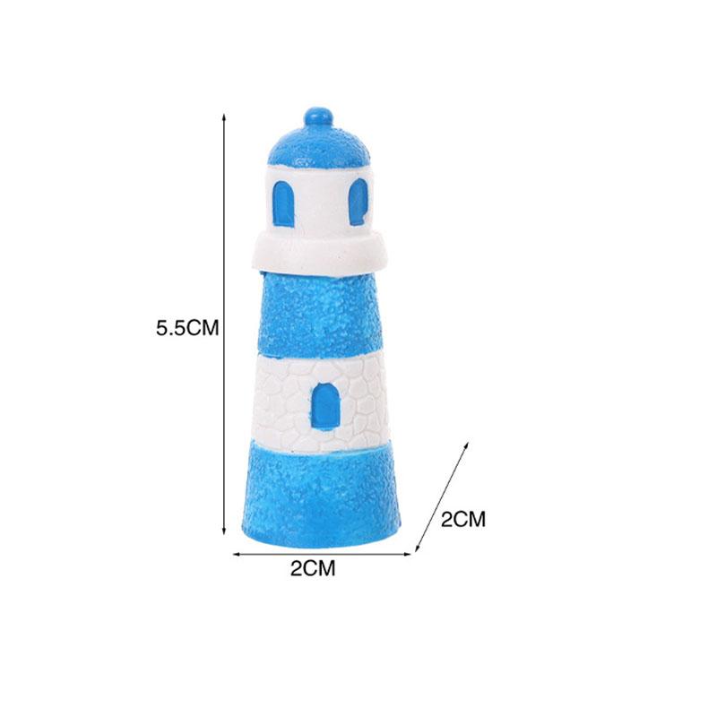 Blue Lighthouse Aquarium Decoration, Mini Beach Landscape Ornament for Fish Tank, Micro Landscape DIY Gardening Accessories