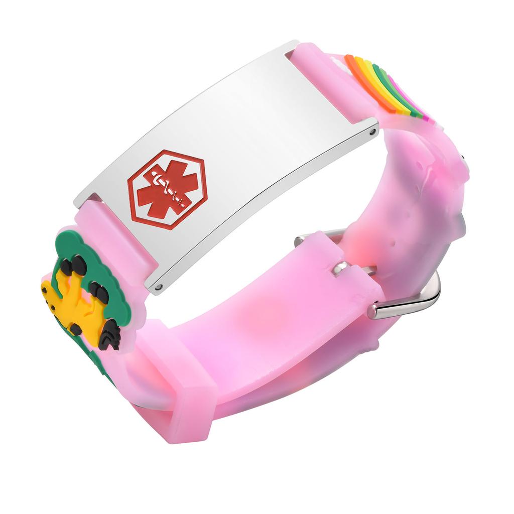 Vnox Free Engraving Medical Bracelets for Boys Girls,Adjustable Colored Cartoon Butterfly Car Silicone Bangle,Emergency Bracelet