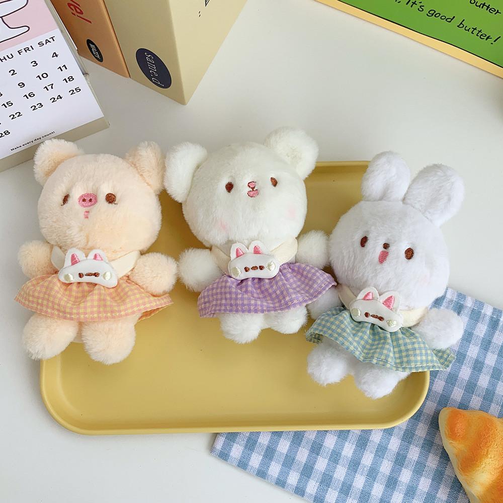 Adorable Cartoon Dress Teddy Bunny Plush Toys For Kids Backpack Keychains
