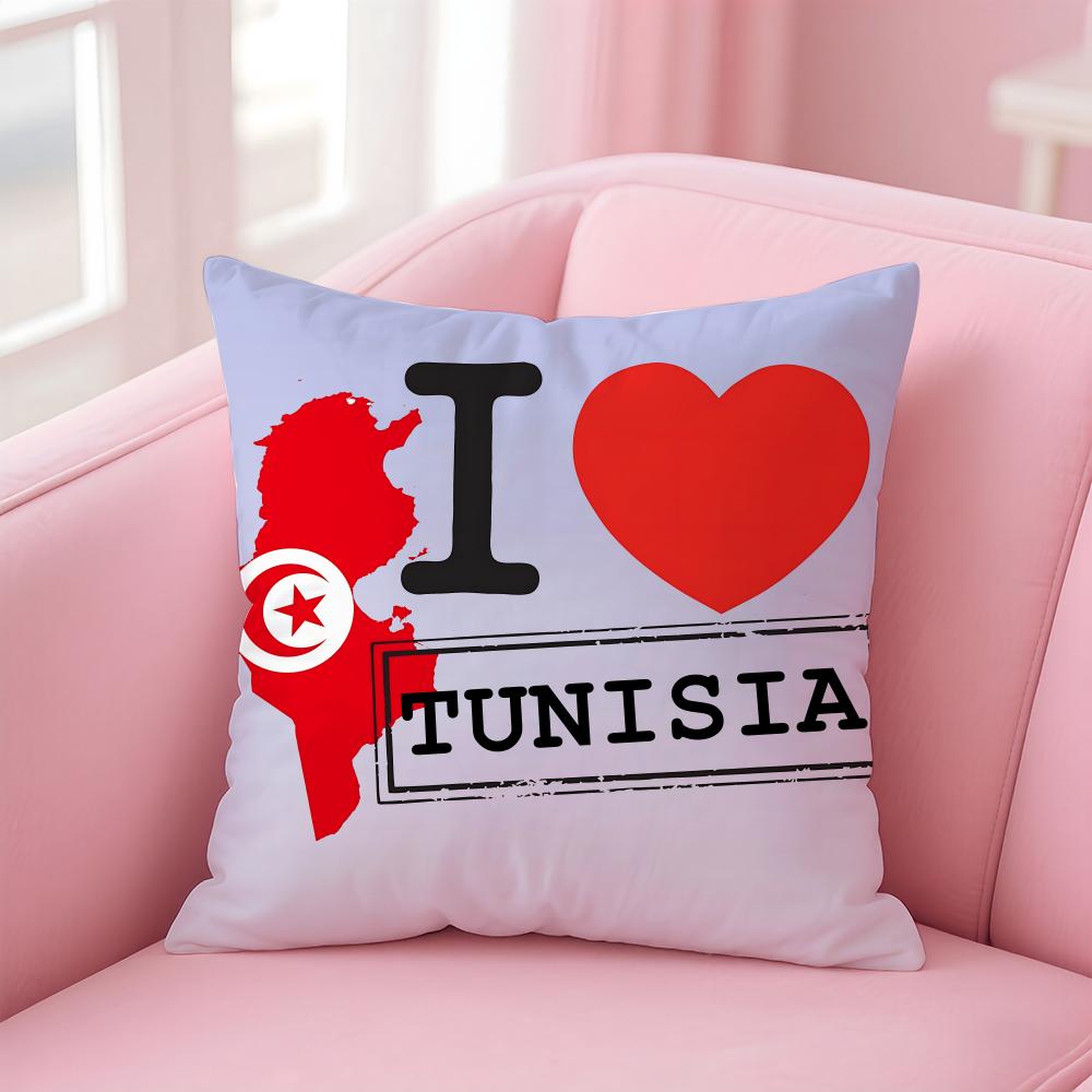 Tunisia Tun Flag Cushion Cover Eco-Friendly Odorless Healthy Pillowcase Soft & Comfortable Kid-Safe No Filling