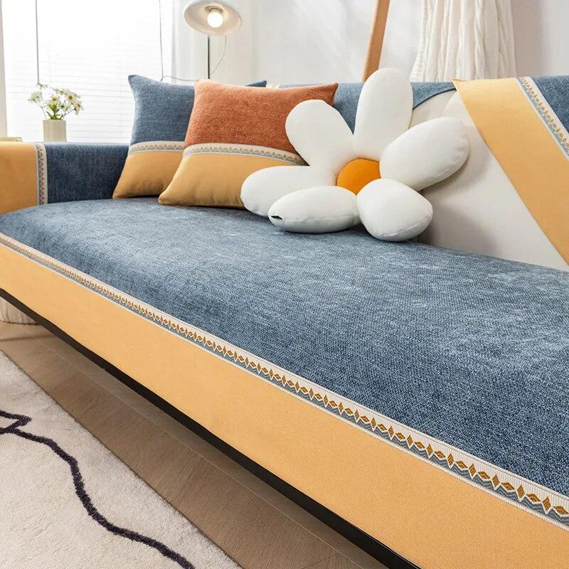 Funda de Algodón para Sofá de Sala de Estar Protección Antiarañazos de Mascotas Funda para Sofá Funda de Cojín para Sofá de Lino Cojín Universal Antideslizante para Sofá