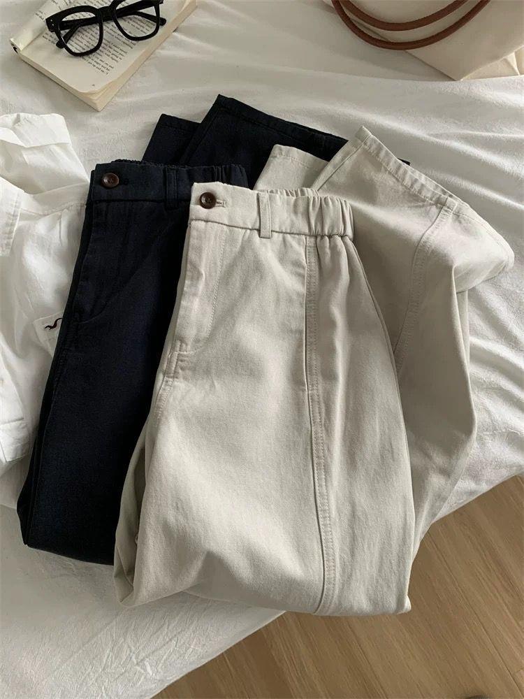 2025 Spring Retro Patchwork Women's Slimming Wide-Leg Workwear Pants