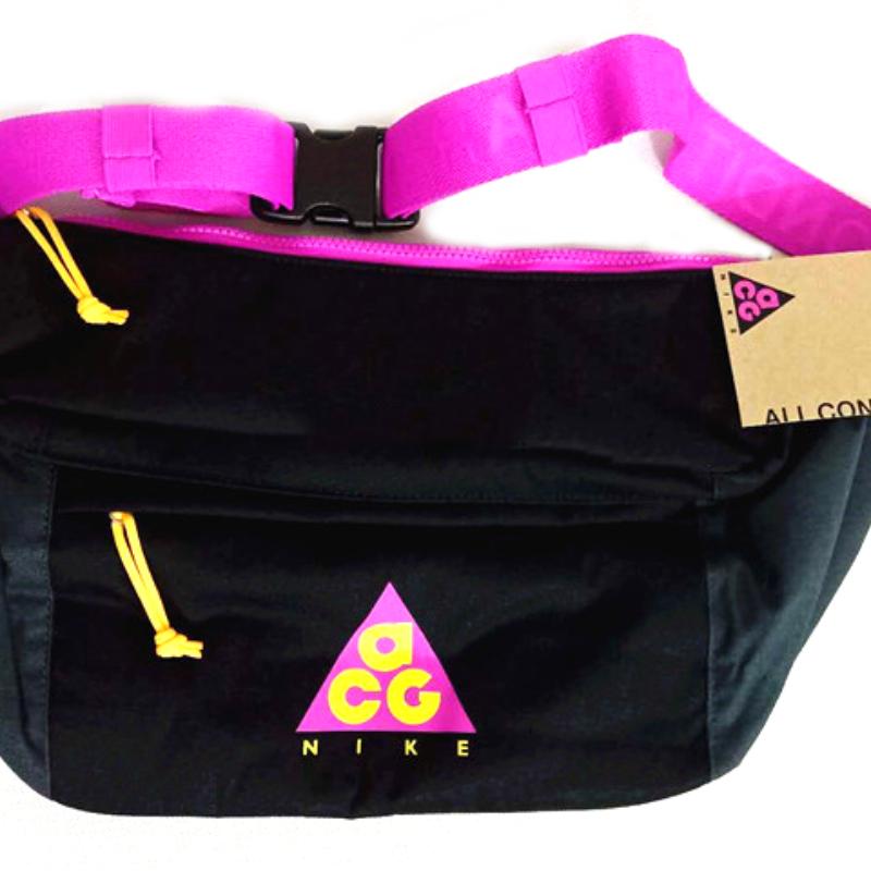 Nike Polyester Crossbody Bag, Fanny Pack Regular Unisex Black Pink Casual BA5836-010