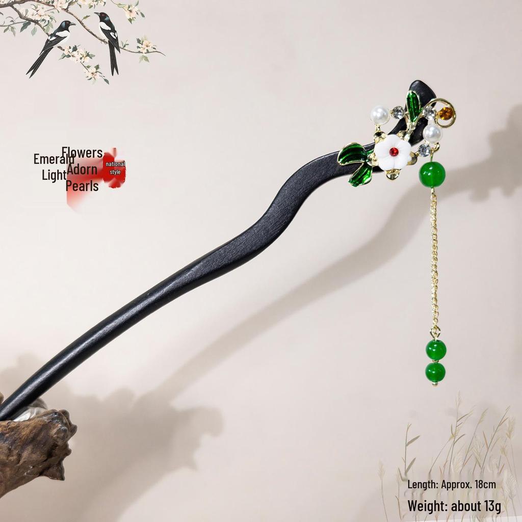 Imitation Ebony Hairpin Holder: Ancient Style Hanfu Hair Accessory, Qipao Ornament Gift for Women