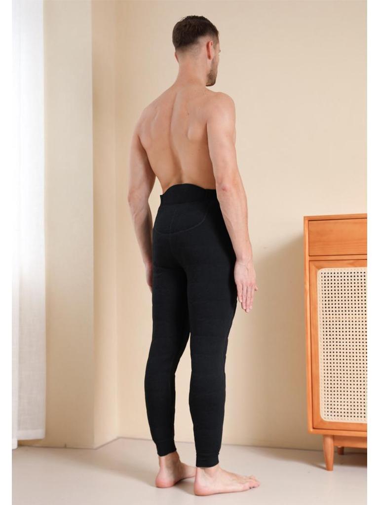 Men's High Waist Extra Thick Thermal Wool Pants with Fleece Lining for Winter