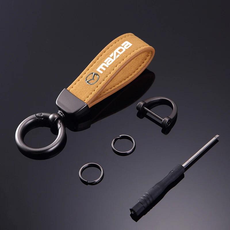 2025 Hot New Women Men Luxury Car KeyRing Suede Leather Car Keychain For Mazda 3 6 Atenza Protege Cx9 Cx7 Cx5 Rx8 Rx7 Mx5 Speed
