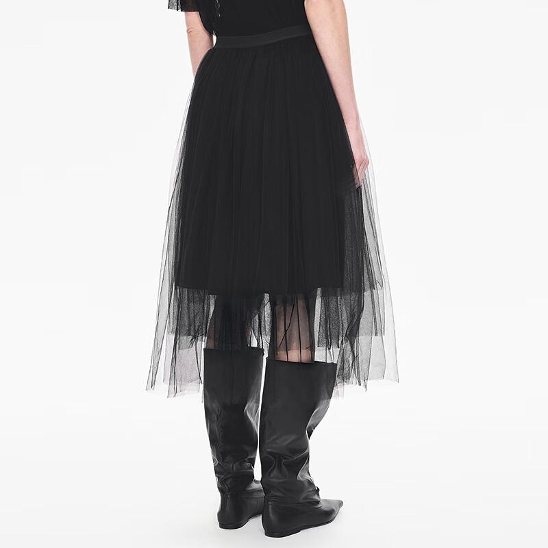 JNBY Women's 2025 Autumn A-Line Mesh Skirt