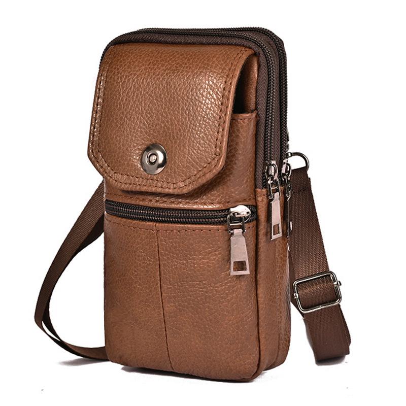 Men’s Cowhide Crossbody & Waist Phone Bag with ID Holder