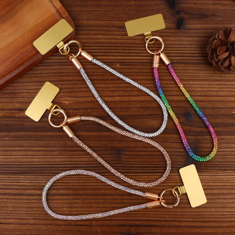 Hot Sale Luxury Full Phone Lanyard With Metal Clip Universal Short Chain Handheld Wrist Flash Accessory For Mobile Phones