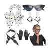 50s Women Vintage Dress Up Costume Accessory Set Polka Dot Scarf Party Cosplay