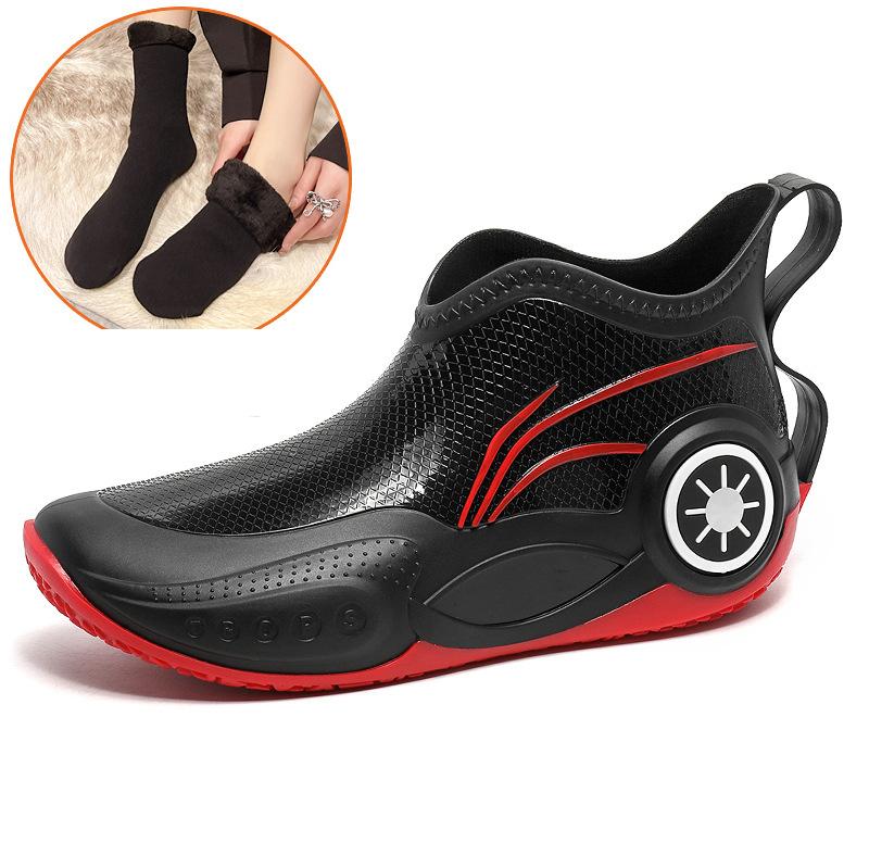 Men's Outdoor Short Tube Fishing Rain Boots Fashion Non-slip Waterproof Rain Boots Indoor Kitchen Work Rain Boots Car Wash Boots