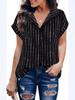 2026 Spring/Summer Retro Slim Fit Striped Lapel Short Sleeve Women's Shirt