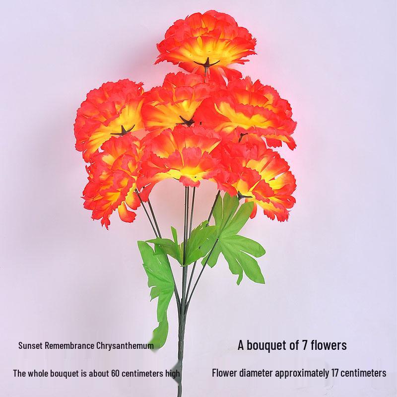 Qingming-Fest Chrysanthemenstrauß: 7-Kopf Seidenblumen Friedhofsgesteck für die Grabpflege