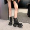 Leather platform Martin boots women's autumn and winter new retro British style versatile big yellow boots knight boots thick heel short boots