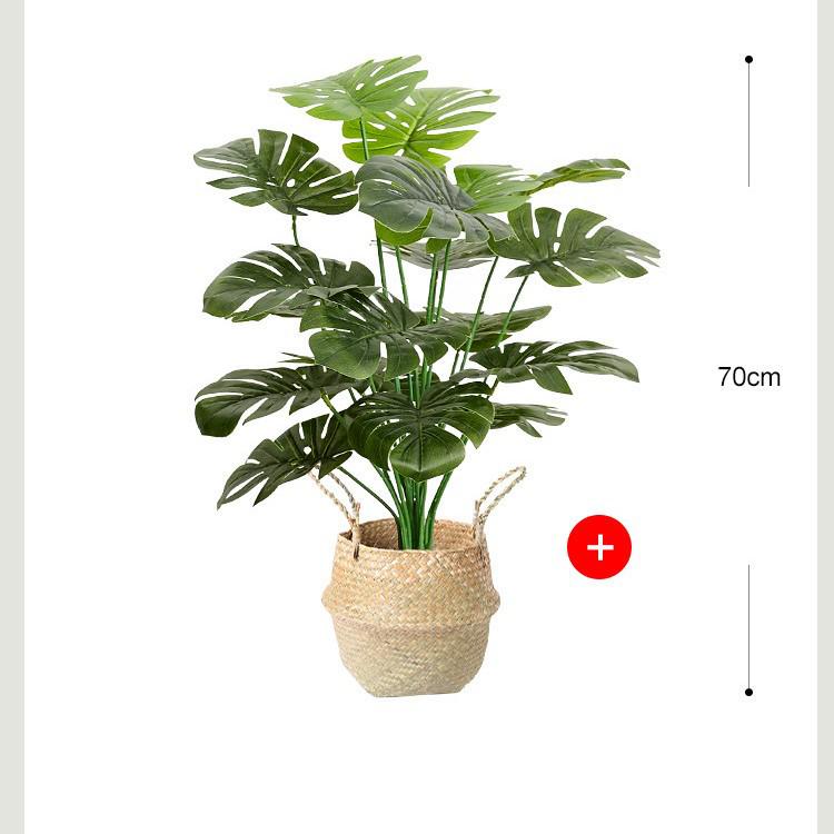 Nordic Style Monstera Faux Plant Arrangement for Living Room Decor