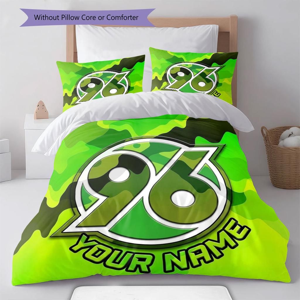 Hannover 96 Custom Name Pattern Bedding,Quilt Set Quilt Cover Pillowcase Home Birthday Gift(1 * duvet cover + 2 * pillowcase, without core)