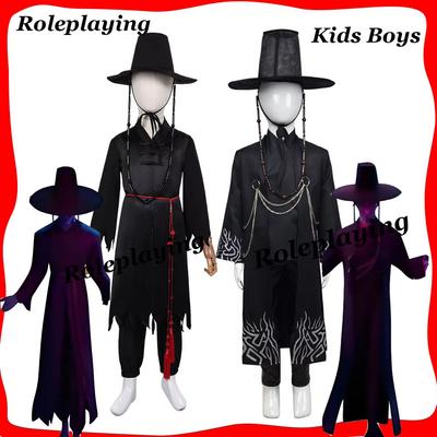 Kids Boys Kpop Demon Hunters Jinu Cosplay Roleplay Costume Saja Boys Coat Hat for Chidlren Fantasy Disguise Clothing Halloween