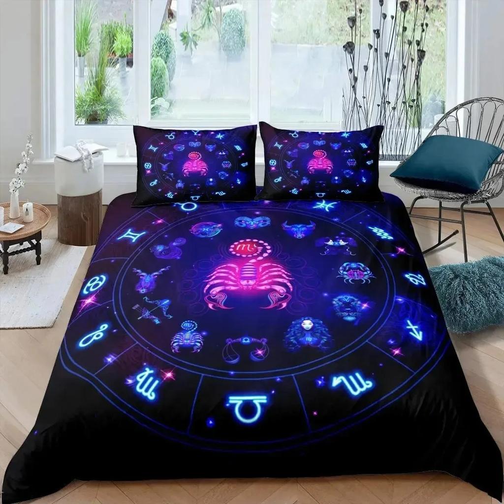 Gemini Comforter Cover Set Twin Size Constellation Duvet Cover Set Outer Space Universe Planet Print Bedding Set for Kids Teens