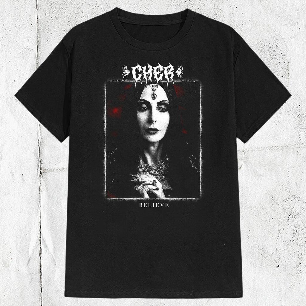 Vintage Cher Popartist Metallstil T-skjorte