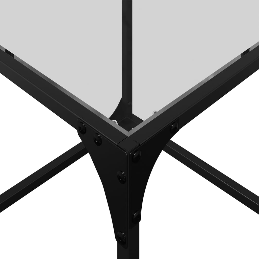  Coffee Table with Glass Top, 40x40x40 Cm, Steel