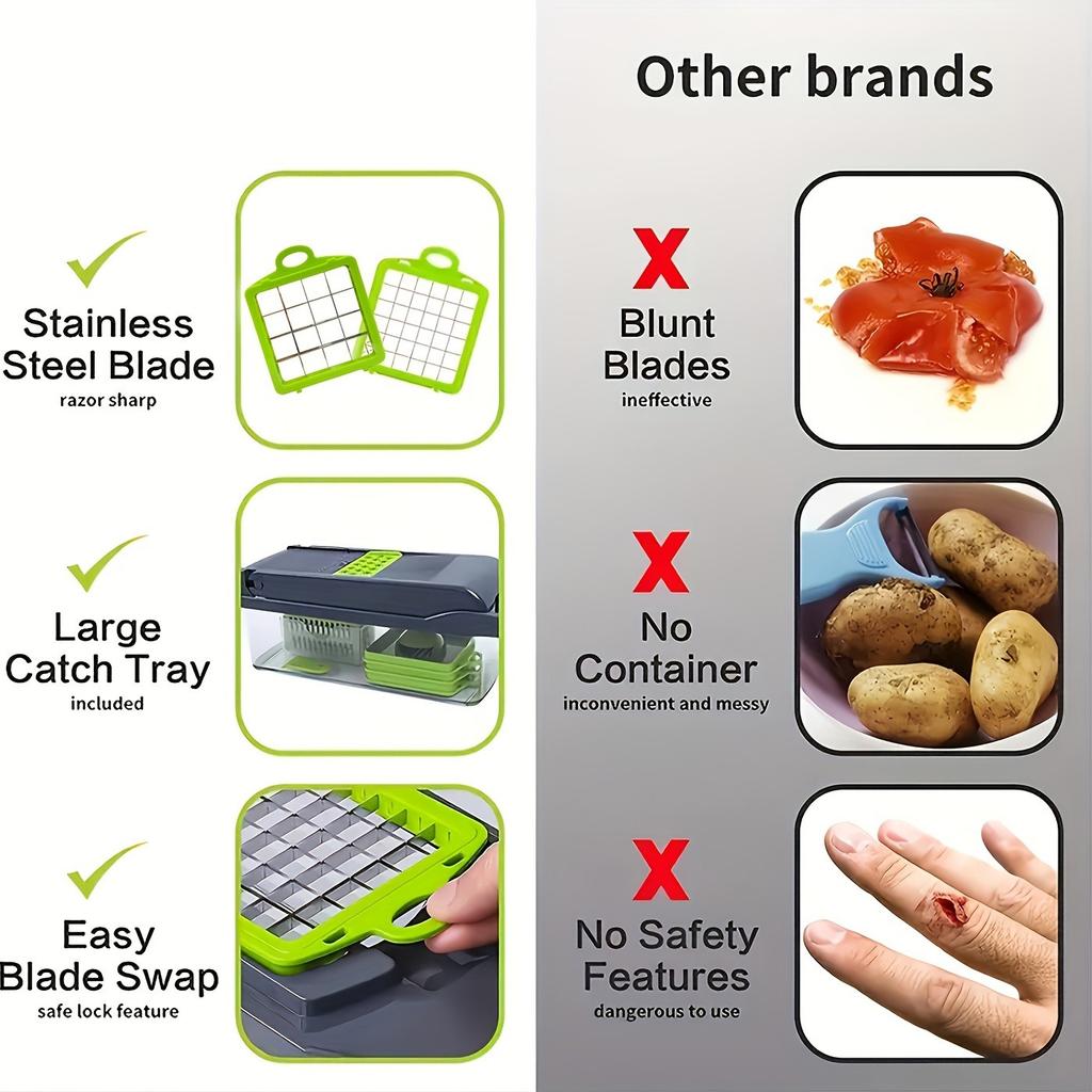 1 Set 16in1 Vegetable Chopper Multifunctional Fruit Slicer Manual Food Grater Vegetable Slicer Cutter With Container Kitchen Gad