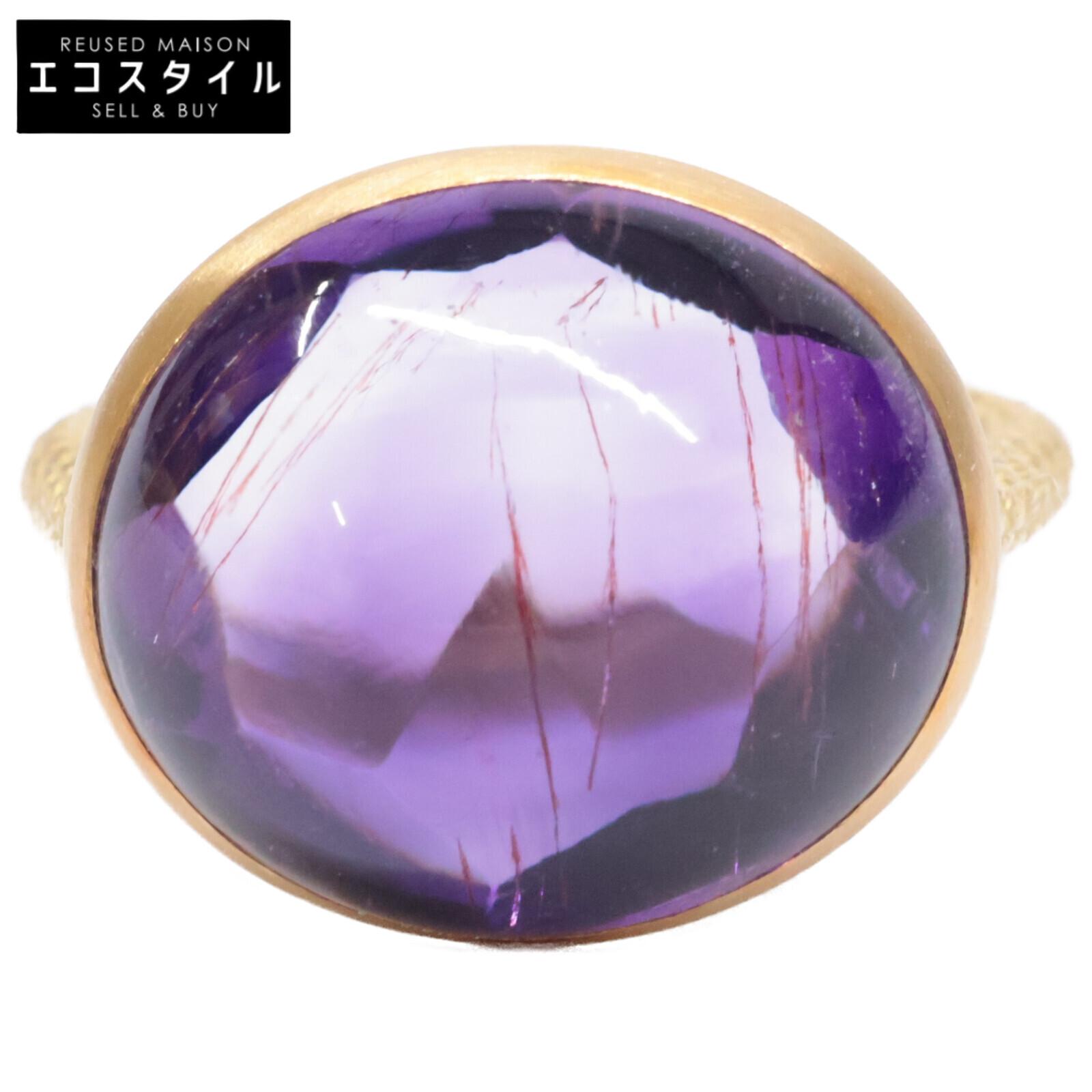 

talkative K18 Le Pidocrocite in bicolor 10.55ct Amethyst Cabochon Ring ring Yellow GoldUsed