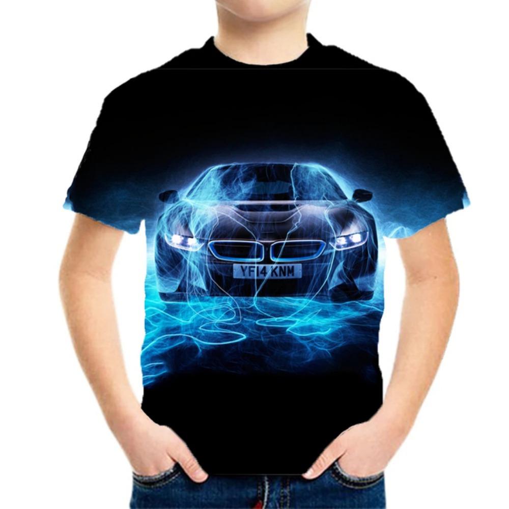 Racing Cars Graphic Printe T Shirts Boys Girls Gift Kids Short Sleeve Tops for Children Clothes From 2 To 8 Years Male T-Shirts