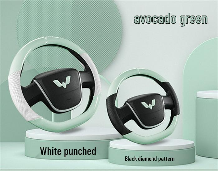 Glossy White Stain-Resistant PU Steering Wheel Cover for Hongguang MINI 2022