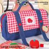 Plaid and Dots Fruit Cowboy Pencil Case Denim Dopamine Pencil Pouch Grid Stationery Bag  Girls