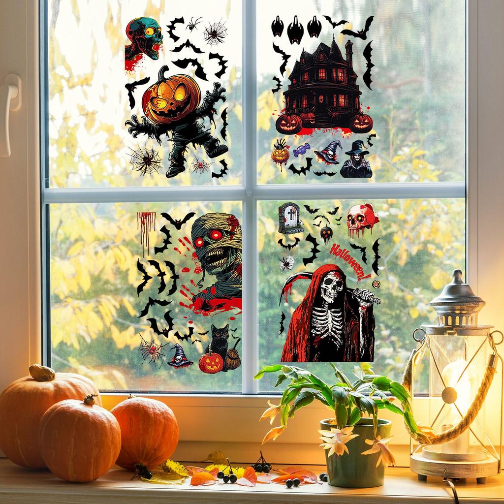 Halloween Decorations Horror Static Stickers Creative Death Glass Stickers