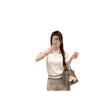D Brand Embroidered Star Buckle Knit Lapel Short Sleeve Casual Top