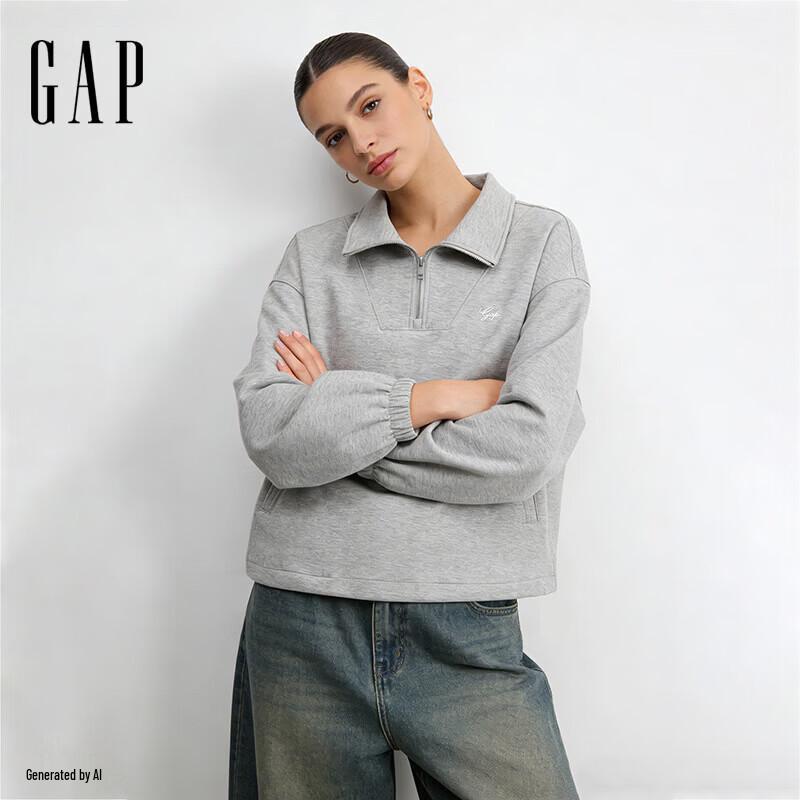GAP Women's Script Logo Quarter-Zip Sweatshirt