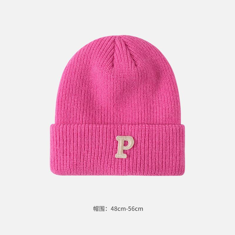 Alphabet Cloth Wool Hat Women's Autumn and Winter Face Small Windproof Ear Protection Cold Hat Fashionable Versatile Warm Knitted Hat