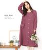 ON NISHIKI Long Sleeve Double Long Loungewear Size Women's Nightgown, 100% Cotton, Open-Front, Spring/Autumn, Gauze, Skin-Friendly, Length, (Rose