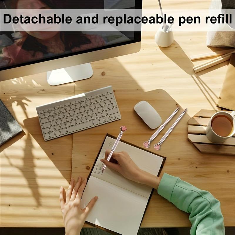 5Pcs random luxury diamond ballpoint pens, 1.0mm black ink, office & wedding school gift pens