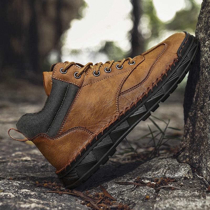 Pánské Ručně vyráběné Neformální boty Venkovní vysoké boty Gumová podešev Velká velikost Pánské boty 38-48